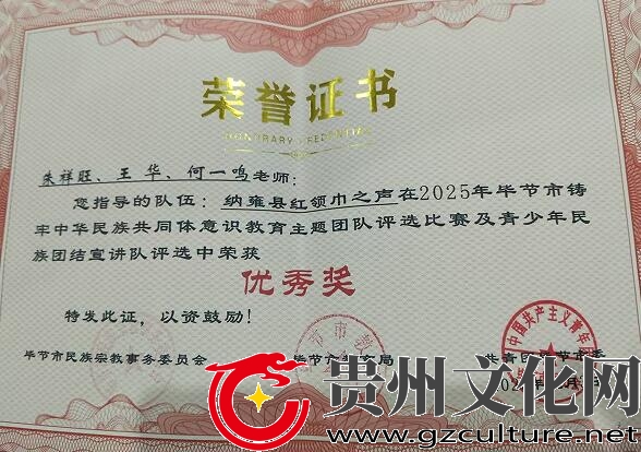 毕节市2025年青少年民族团结宣讲队评比：纳雍县“红领巾之声”宣讲队获奖