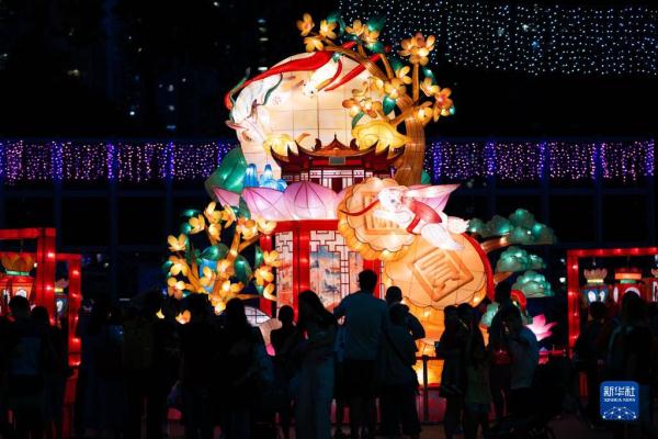 香港中秋灯会亮灯 市民观灯迎中秋