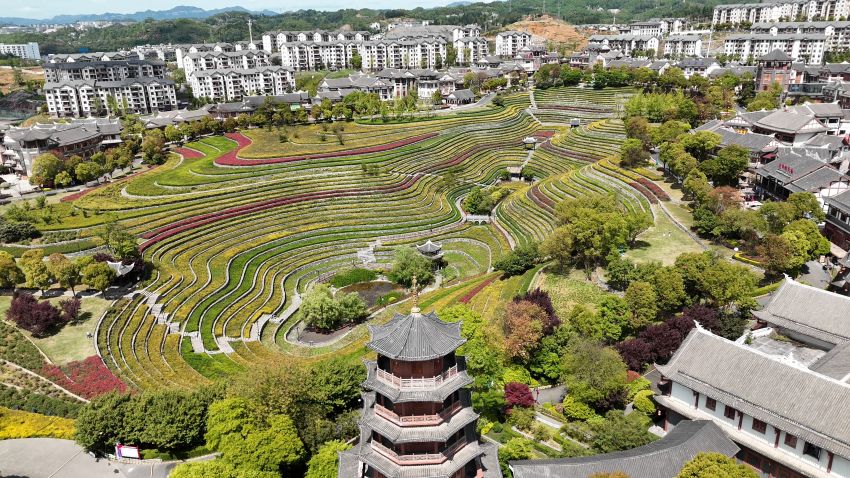 奢香古镇梯田航拍