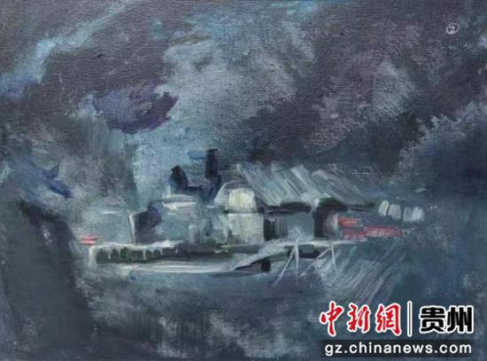 图为王玉记作品《洞穴人家》。受访者供图 图为王玉记作品《洞穴人家》。受访者供图