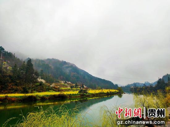 老屯乡巴拉河畔油菜花田  熊庆来摄